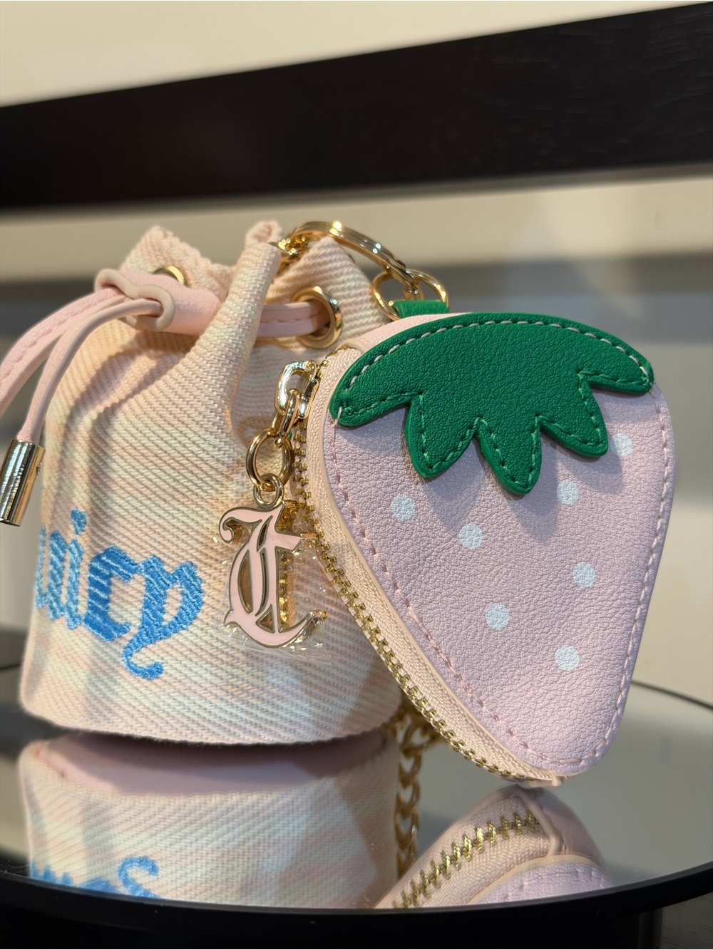 Juicy Couture Mini Bucket Bag & Strawberry Keychain Bag Charm - Picture 5 of 11